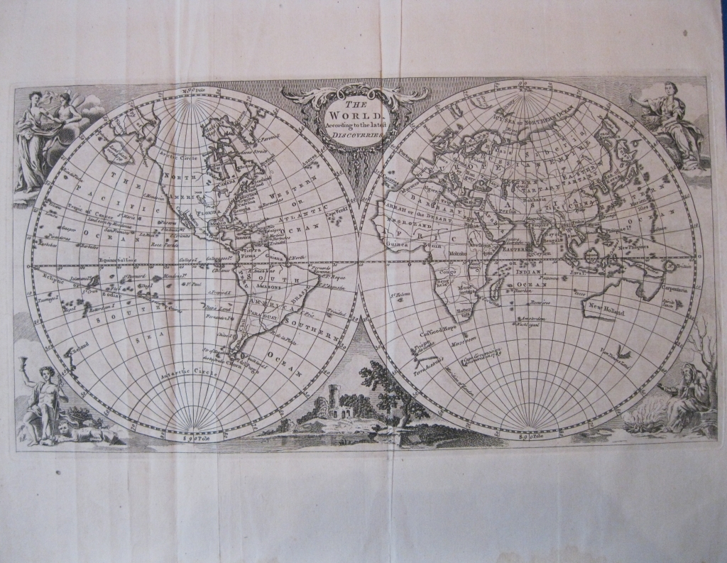 Antiguo mapa del Mundo, 1771. Cavendish/ Cooke